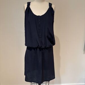 Sessùn Silk Navy Sleeveless Midi Dress | French Brand | Size S